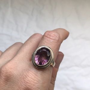 Vintage faceted Ametrine 925 sterling silver ring